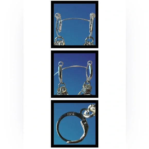 Elegant Silver Tone Geometric Dangling Earrings - Picture 3 of 7